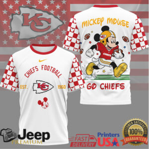 Kansas City Chiefs x Mickey Mouse Football Graphic T Shirt Go Chiefs