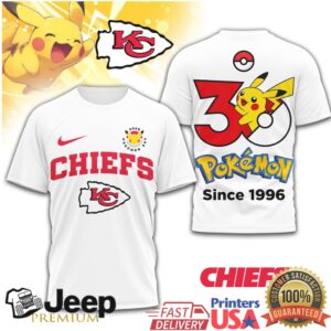 Kansas City Chiefs x Pokémon 30th Anniversary Pikachu T Shirt Since 1996 Kansas City Chiefs x Pokémon 30th Anniversary Pikachu T Shirt Since 1996