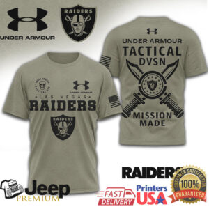 Las Vegas Raiders Under Armour Tactical DVSN Mission Made Military Olive T Shirt