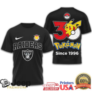 Las Vegas Raiders x Pokémon 30th Anniversary Pikachu T Shirt Since 1996