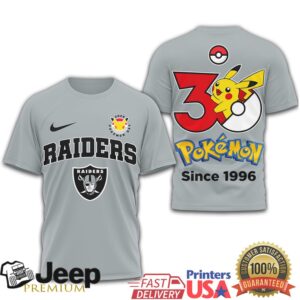 Las Vegas Raiders x Pokémon 30th Anniversary Pikachu T Shirt Since 1996
