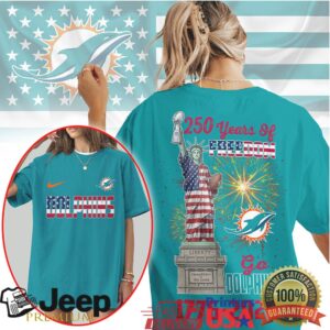Miami Dolphins 250 Years of Freedom 1776 2026 Statue of Liberty T Shirt Miami Dolphins 250 Years of Freedom 1776 2026 Statue of Liberty T Shirt