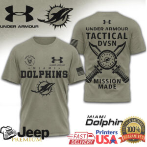 Miami Dolphins Under Armour Tactical DVSN Mission Made Military Olive T Shirt