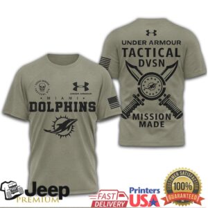 Miami Dolphins Under Armour Tactical DVSN Mission Made Military Olive T Shirt