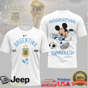 Mickey Mouse Argentina Football AFA World Champions Soccer T Shirt
