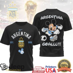 Mickey Mouse Argentina Football AFA World Champions Soccer T Shirt