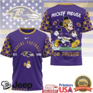 Mickey Mouse Baltimore Ravens Football Est 1996 Graphic T Shirt Mickey Mouse Baltimore Ravens Football Est 1996 Graphic T Shirt