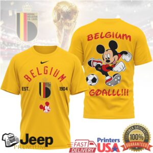 Mickey Mouse Belgium National Football Team Graphic T Shirt GOALLL Edition Mickey Mouse Belgium National Football Team Graphic T Shirt GOALLL Edition