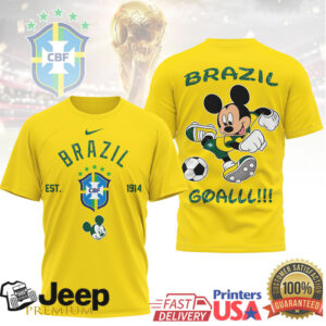 Mickey Mouse Brazil Soccer GOALLL Graphic T Shirt