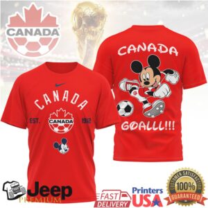 Mickey Mouse Canada Soccer National Team Fan T Shirt GOALLL Edition Mickey Mouse Canada Soccer National Team Fan T Shirt GOALLL Edition