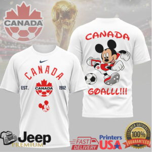 Mickey Mouse Canada Soccer National Team Fan T Shirt GOALLL Edition