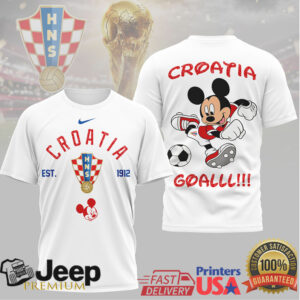 Mickey Mouse Croatia National Football Team Fan T Shirt GOALLL Edition