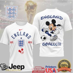 Mickey Mouse England Three Lions Football Goal T Shirt