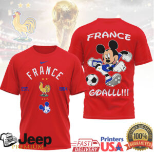 Mickey Mouse France Football FFF Rooster Graphic T Shirt