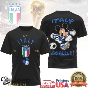 Mickey Mouse Italy FIGC Azzurri Soccer Goal T Shirt Mickey Mouse Italy FIGC Azzurri Soccer Goal T Shirt