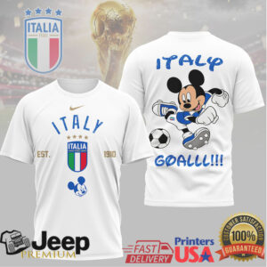 Mickey Mouse Italy FIGC Azzurri Soccer Goal T Shirt