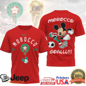 Mickey Mouse Morocco National Team Soccer Fan T Shirt
