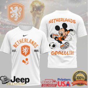 Mickey Mouse Netherlands Football KNVB Soccer Fan T Shirt