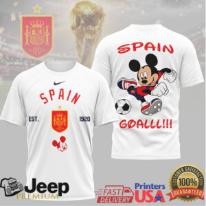 Mickey Mouse Spain National Football Team Fan T Shirt GOALLL Edition