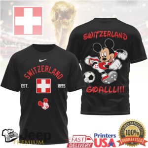 Mickey Mouse Switzerland National Football Team Graphic T Shirt GOALLL Edition Mickey Mouse Switzerland National Football Team Graphic T Shirt GOALLL Edition