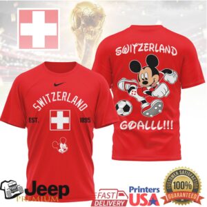 Mickey Mouse Switzerland National Football Team Graphic T Shirt GOALLL Edition