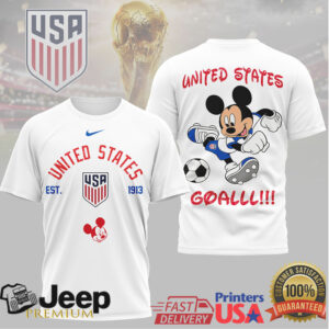 Mickey Mouse USA United States Soccer Team Graphic T Shirt GOALLL Edition