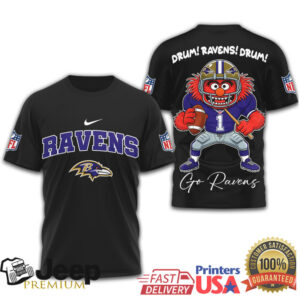 Muppets Animal Baltimore Ravens Drum! Ravens! Drum! NFL Graphic T Shirt Muppets Animal Baltimore Ravens Drum! Ravens! Drum! NFL Graphic T Shirt
