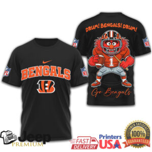 Muppets Animal Cincinnati Bengals Drum! Bengals! Drum! NFL Graphic T Shirt Muppets Animal Cincinnati Bengals Drum! Bengals! Drum! NFL Graphic T Shirt