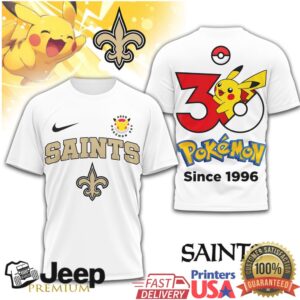 New Orleans Saints x Pokémon 30th Anniversary Pikachu T Shirt Since 1996 New Orleans Saints x Pokémon 30th Anniversary Pikachu T Shirt Since 1996