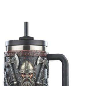 Nordic Viking Warrior 40oz Tumbler Medieval Armor & Axe 3D Sculpted Design Nordic Viking Warrior 40oz Tumbler Medieval Armor & Axe 3D Sculpted Design