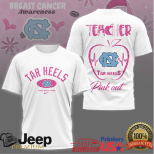 North Carolina Tar Heels Breast Cancer Awareness Teacher Pink Out T Shirt North Carolina Tar Heels Breast Cancer Awareness Teacher Pink Out T Shirt