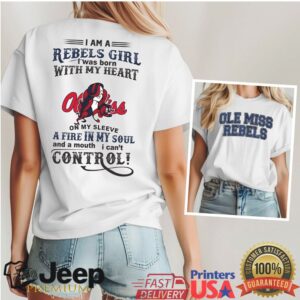 Ole Miss Rebels Girl Heart on My Sleeve Soul on Fire T Shirt