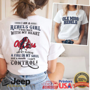 Ole Miss Rebels Girl Heart on My Sleeve Soul on Fire T Shirt