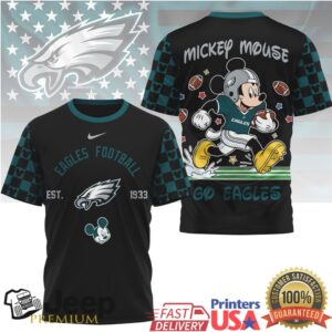 Philadelphia Eagles x Mickey Mouse Football Graphic T Shirt Go Eagles Philadelphia Eagles x Mickey Mouse Football Graphic T Shirt Go Eagles