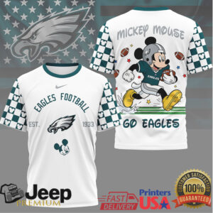 Philadelphia Eagles x Mickey Mouse Football Graphic T Shirt Go Eagles