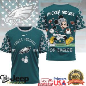 Philadelphia Eagles x Mickey Mouse Football Graphic T Shirt Go Eagles