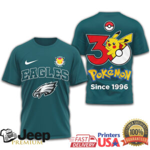 Philadelphia Eagles x Pokémon 30th Anniversary Pikachu T Shirt Since 1996