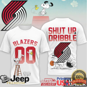 Portland Trail Blazers Snoopy Shut Up & Dribble Custom Number T Shirt Portland Trail Blazers Snoopy Shut Up & Dribble Custom Number T Shirt