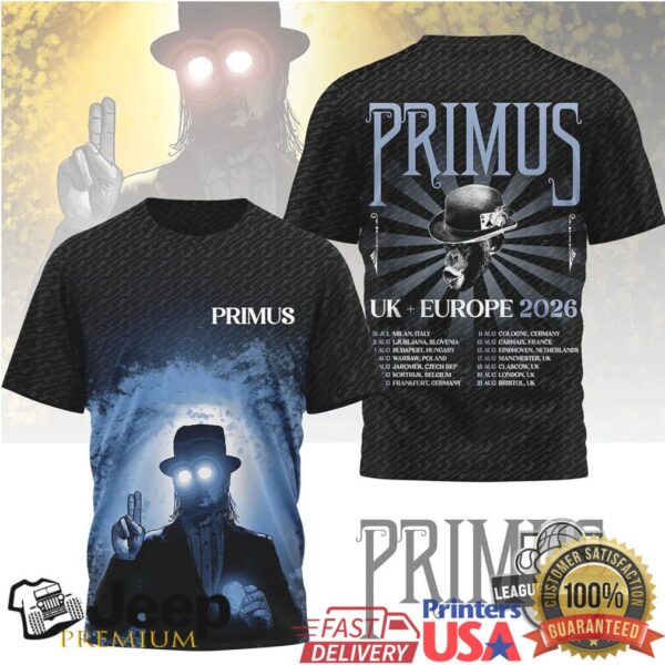 Primus UK & Europe Tour 2026 Double Sided Graphic T Shirt - Teejeep Apperal