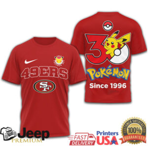 San Francisco 49ers x Pokémon 30th Anniversary Pikachu Fan Concept T Shirt