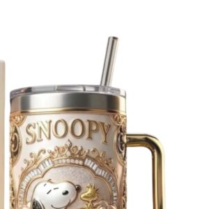 Snoopy “Happiness Is Simple” Gold & Pink Filigree 40oz Tumbler Luxury Peanuts Edition Snoopy “Happiness Is Simple” Gold & Pink Filigree 40oz Tumbler Luxury Peanuts Edition