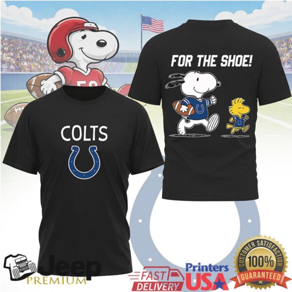 Snoopy and Woodstock Indianapolis Colts For The Shoe NFL Black T Shirt ...