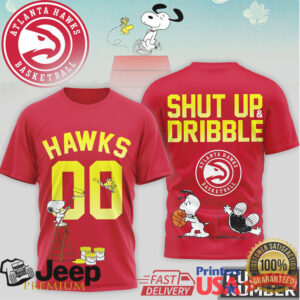 Snoopy x Atlanta Hawks Custom Number Shut Up and Dribble T Shirt Snoopy x Atlanta Hawks Custom Number Shut Up and Dribble T Shirt
