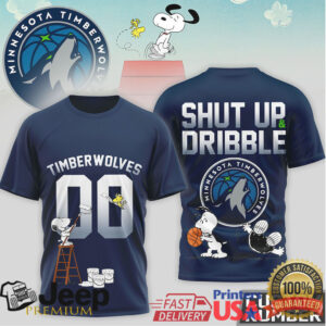 Snoopy x Minnesota Timberwolves Custom Number Shut Up and Dribble T Shirt Snoopy x Minnesota Timberwolves Custom Number Shut Up and Dribble T Shirt