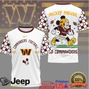 Washington Commanders x Mickey Mouse Football Graphic T Shirt Go Commanders