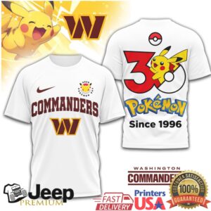 Washington Commanders x Pokémon 30th Anniversary Pikachu Fan Concept T Shirt Washington Commanders x Pokémon 30th Anniversary Pikachu Fan Concept T Shirt