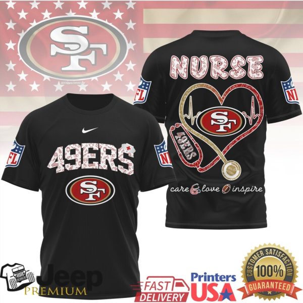 San Francisco 49ers Nurse T Shirt SF Niners Nursing Pride Stethoscope ...