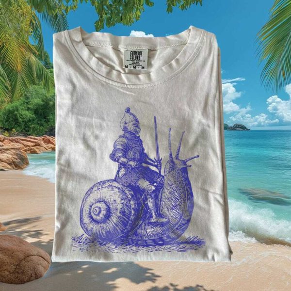 Medieval Knight Riding Snail Fantasy Armor Vintage T Shirt - Teejeep ...