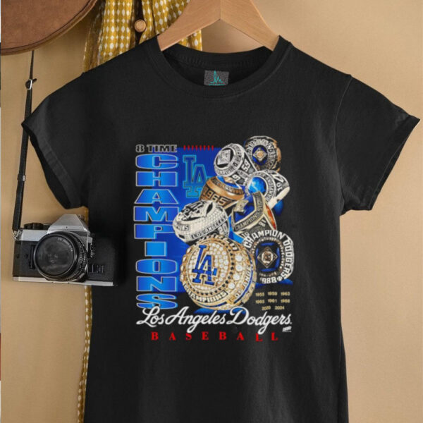 8 time Champions Los Angeles Dodgers baseball rings shirt