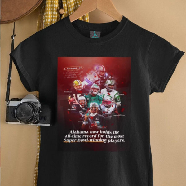 Alabama Now Holds The All Time Record For The Most Super Bowl Winning Players Lee Roy Jordan Bart Starr Devonta Smith Kentabler Jalen Hurts Joe Namath Dont’a Hightower Poster T Shirt